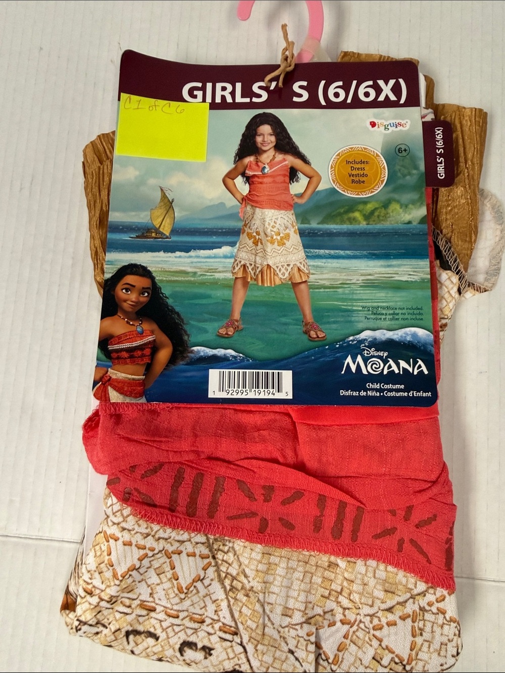 Disguise Girls Moana Costume Skirt in Red and Cream